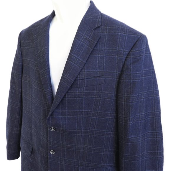 WooL 41R Jos A Bank 1905 Tailored Fit Blue Plaid Suit Jacket with brrr° comfort